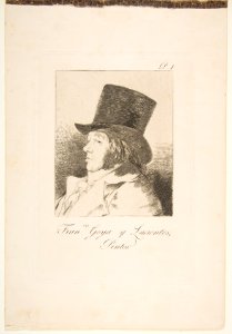 Plate 1 from 'Los Caprichos'- Self-portrait of Goya (Franco. Goya e Lucientes, Pintor) MET DP816957