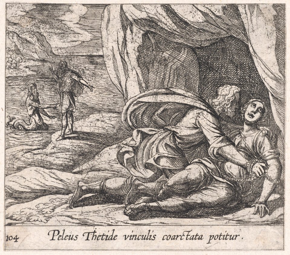 Plate 104- Peleus Embracing Thetis (Peleus Thetide vinculis coarctata potitur), from Ovid's 'Metamorphoses' MET DP866539