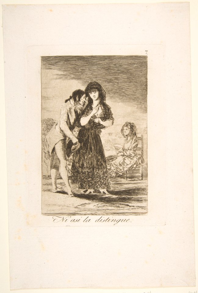 Plate 7 from 'Los Caprichos'- Even thus he cannot make her out (Ni asi la distingue.) MET DP816888