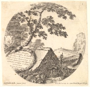 Plate 1- various fragments of ancient monuments, a round composition, from 'Roman landscapes and ruins' (Paysages et ruines de Rome) MET DP828071