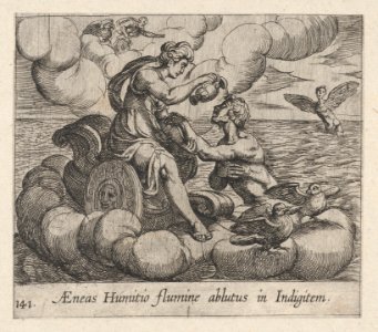 Plate 141- The Immortalization of Aeneas (AEneas Humitio flumine ablutus in Indigitem), from Ovid's 'Metamorphoses' MET DP864232