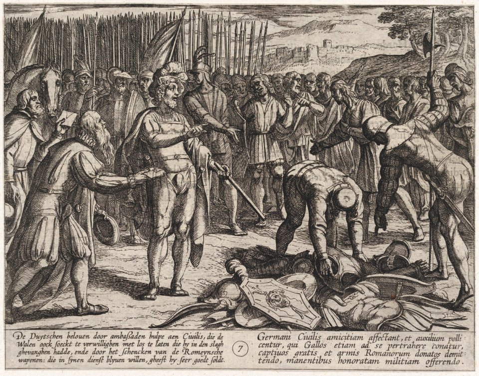 Plate 7- German Envoys Visit Civilis, from The War of the Romans Against the Batavians (Romanorvm et Batavorvm societas) MET DP863061