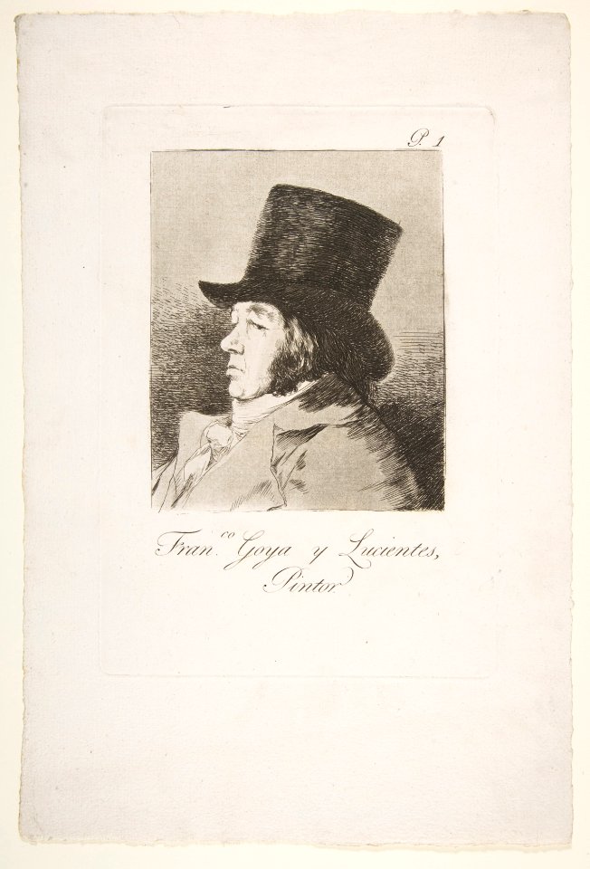 Plate 1 from 'Los Caprichos'- Self-portrait of Goya (Franco. Goya e Lucientes, Pintor) MET DP816886