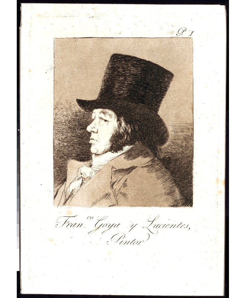 Plate 1 from 'Los Caprichos'- Self-portrait of Goya ( Franco. Goya e Lucientes, Pintor) MET 22AA BG02R6M