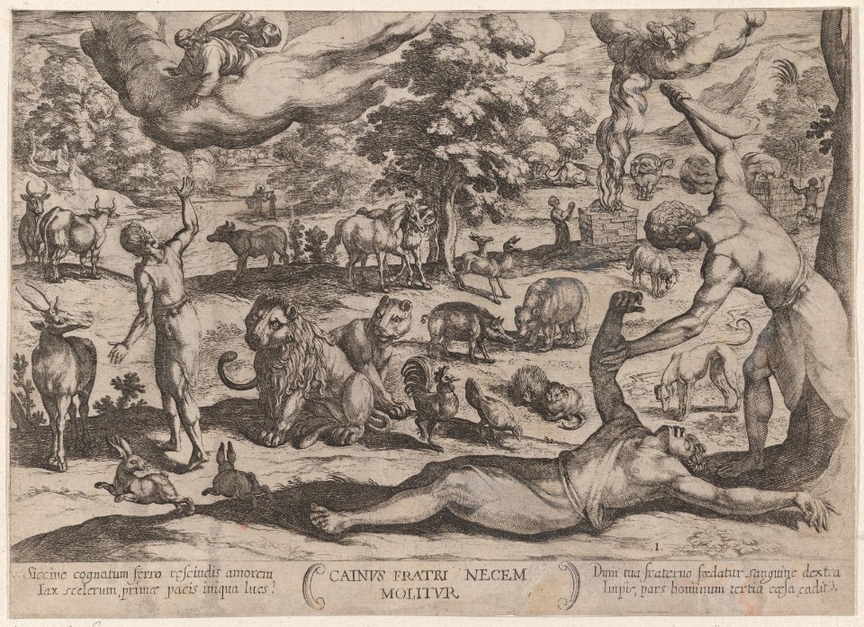 Plate 1- Cain Killing Abel, from 'The Battles of the Old Testament' MET DP863710