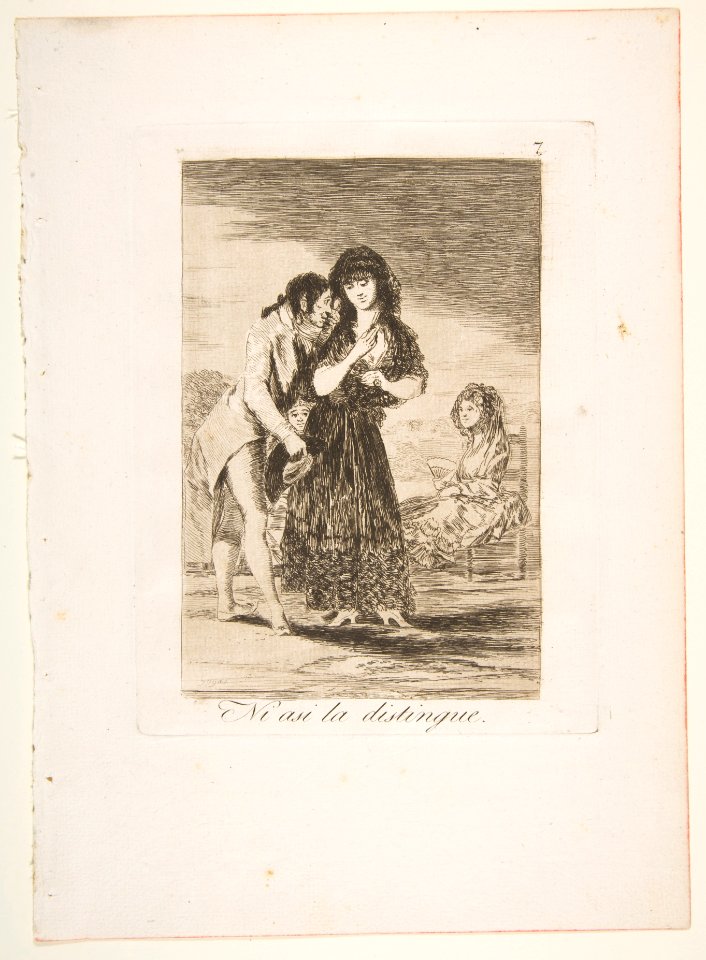 Plate 7 from 'Los Caprichos' - Even thus he cannot make her out (Ni asi la distingue.) MET DP816889