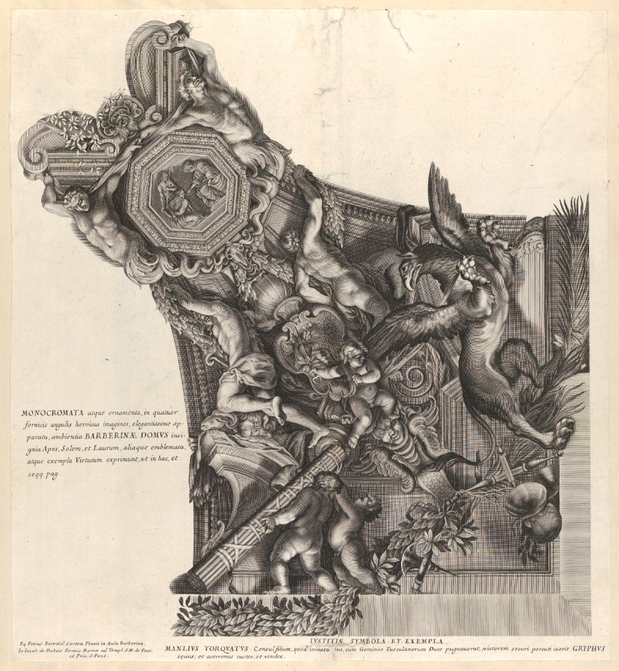 Plate 7- Allegory of Justice with griffin of Manlius Toquatus, from Barberinae aulae fornix MET DP854175