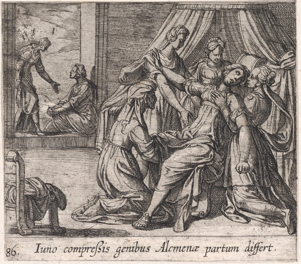 Plate 86- The Birth of Hercules (Iuno compreßis genibus Alcumenae partum differt), from Ovid's 'Metamorphoses' MET DP866527