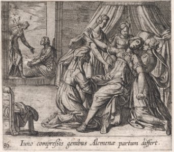 Plate 86- The Birth of Hercules (Iuno compreßis genibus Alcumenae partum differt), from Ovid's 'Metamorphoses' MET DP866527