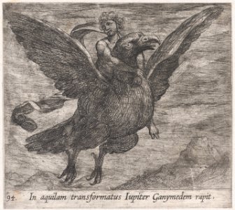 Plate 94- Jupiter and Ganymede (In aquilam transformatus Iupiter Ganymedem rapit), from Ovid's 'Metamorphoses' MET DP866547