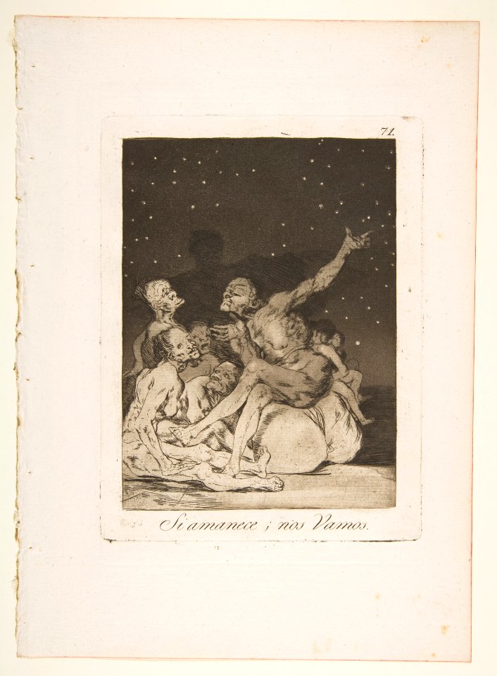 Plate 71 from 'Los Caprichos'- When day breaks we will be off (Si amanece; nos Vamos.) MET DP817126