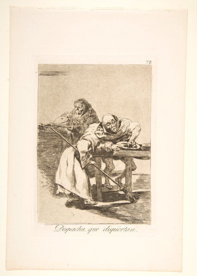 Plate 78 from 'Los Caprichos'- Be quick, they are waking up (Despacha, que dispiertan.) MET DP817137