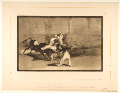 Plate 8 from the 'Tauromaquia'- A moor caught by the bull in the ring MET DP817508