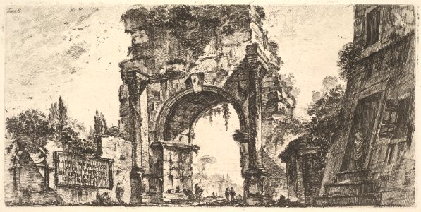 Plate 8- Arch of Drusus at the Porta S. Sebastiano in Rome (Arco di Druso alla Porta di Sebastiano in Roma) MET DP827916