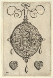 Oval-Shaped Pendant Design with Hebe Seated under a Niche MET DP837431
