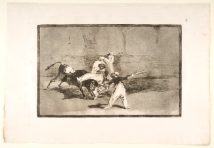 Plate 8 of the'Tauromaquia'- A Moor caught by the bull in the ring MET DP817778