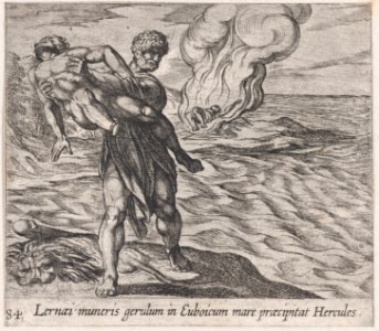 Plate 84- Hercules Throwing Lichas into the Sea (Lernaei muneris gerulum in Euboicum mare praecipitat Hercules), from Ovid's 'Metamorphoses' MET DP866525