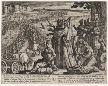 Plate 8- Women and Children Obvserve Civilis Battling the Romans, from The War of the Romans Against the Batavians (Romanorvm et Batavorvm societas) MET DP863062
