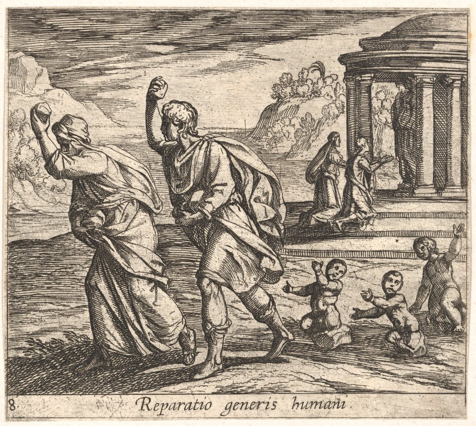Plate 8- The Rebirth of Mankind (Reparatio generis humani), from Ovid's 'Metamorphoses' MET DP857441