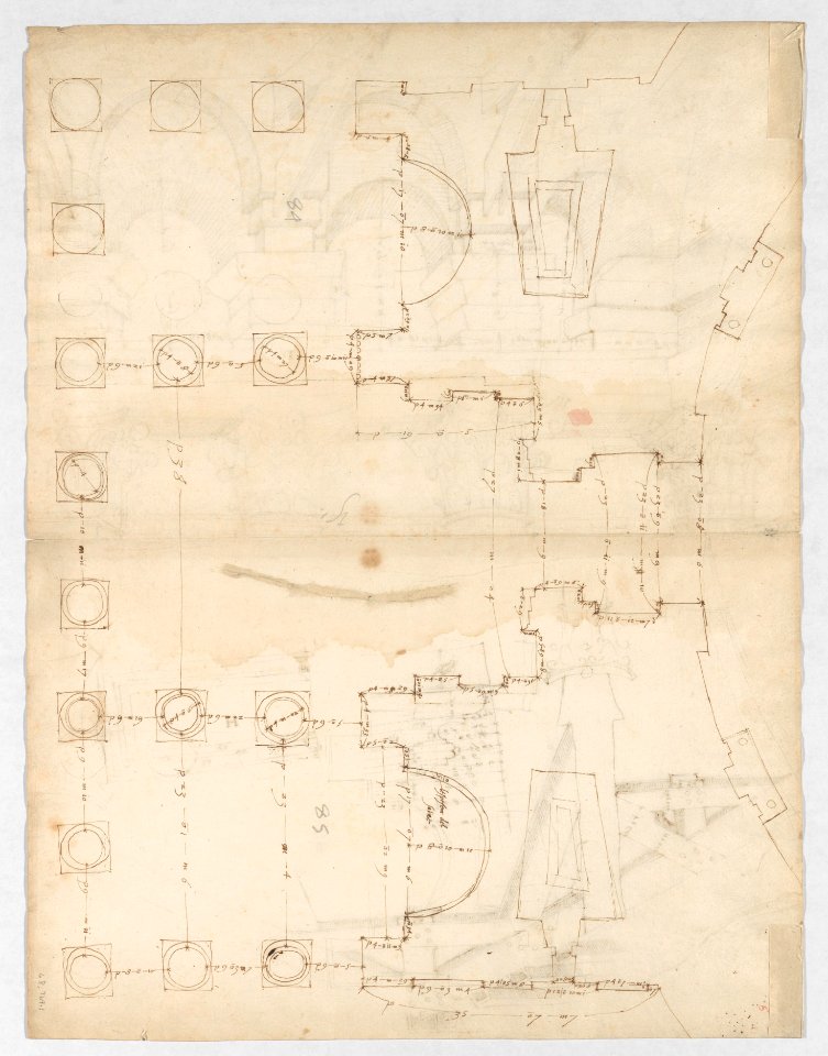 Pantheon, portico, plan (recto) Pantheon, portico, details and perspective (verso) MET DP247620