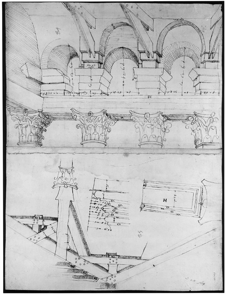 Pantheon, portico, plan (recto) Pantheon, portico, details and perspective (verso) MET sf68 769 01v-MM43609