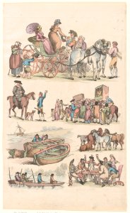 Outlines of Figures, a Carriage, Boats, and Horses MET DP872103