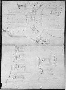 Pantheon, perspective elevation, partial plans, Corinthian pilaster capital and alcove details (recto) Pantheon, perspective sections, alcove elevations, partial plans (verso) MET sf68 769 08v-MM43623