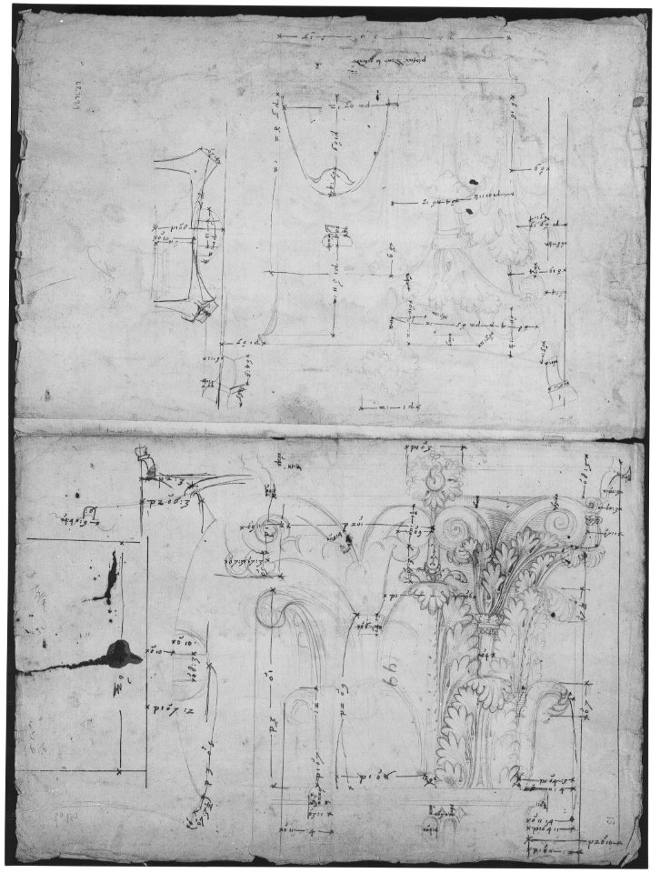 Pantheon, section (recto) Pantheon, capital, elevation; capital, details MET sf68 769 09v-MM43625