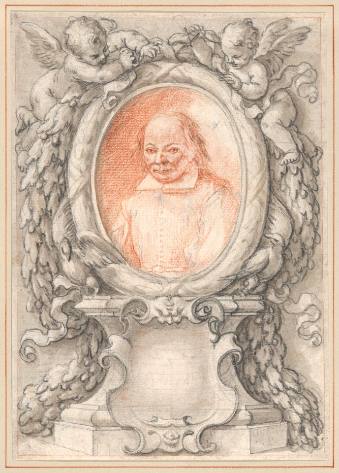 Oval Portrait of a Man in an Elaborate Frame with a Cartouche MET DP863516