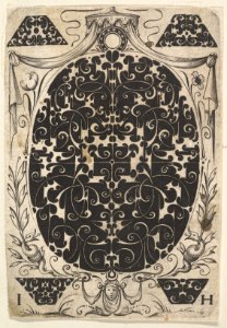 Oval Pendant Decorated with Schweifwerk, Surrounded by Smaller Motifs and Crowned by a Baldachin MET DP826394