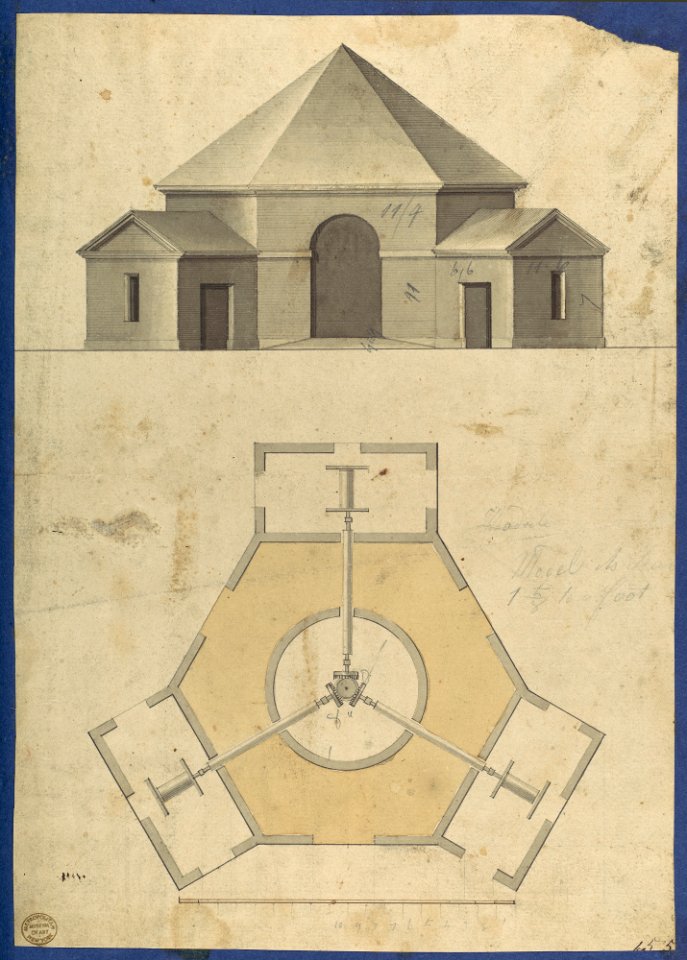 Outbuilding with Three Gears, from Chippendale Drawings, Vol. II MET DP118261