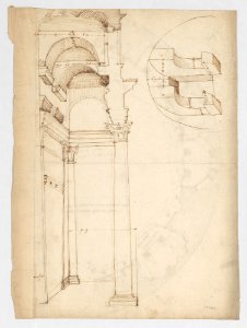 Pantheon, partial plan; details (recto) Pantheon, rectangular niche, perspective; vault, detail (verso) MET DP247628