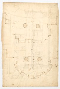 Pantheon, vestibule, perspective; panel moulding, profiles (recto) Pantheon, rectangular niche, plan; half round niche, plan (verso) MET DP247635
