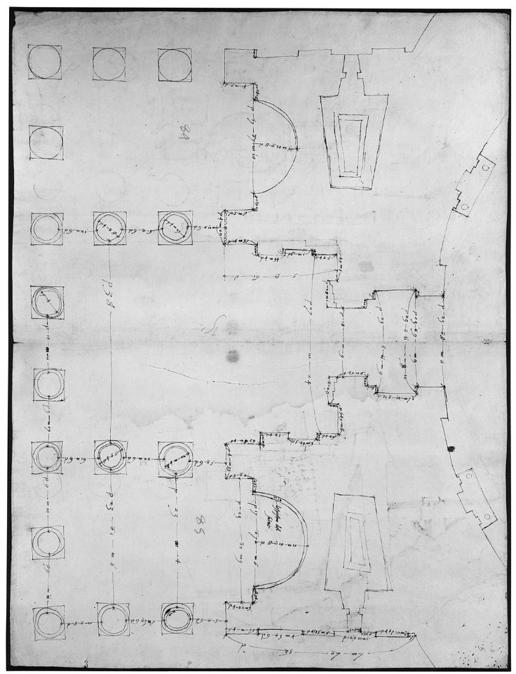 Pantheon, portico, plan (recto) Pantheon, portico, details and perspective (verso) MET sf68 769 01r-MM43608
