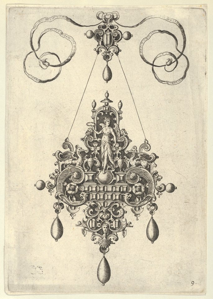 Pendant Design with Winged Victory Holding a Laurel Wreath MET DP837423