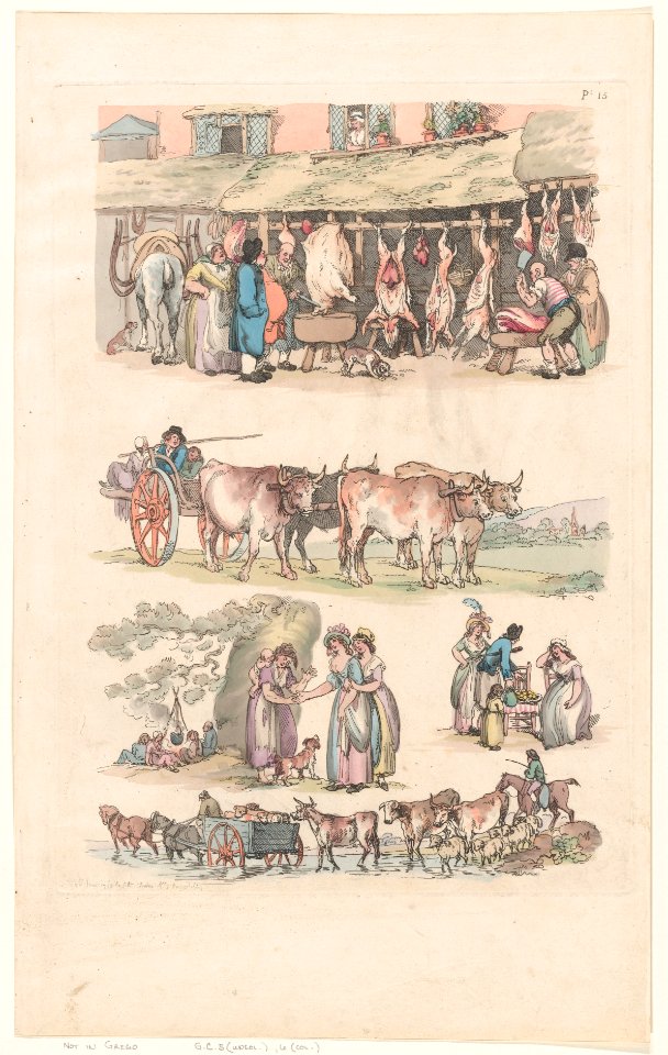 Outlines of Figures, Animals and a Butcher Shop MET DP872101