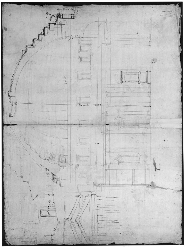 Pantheon, section (recto) Pantheon, capital, elevation; capital, details MET sf68 769 09r-MM43624