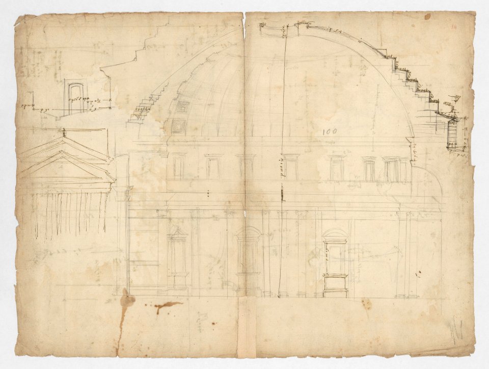 Pantheon, section (recto) Pantheon, capital, elevation; capital, details MET DP258596