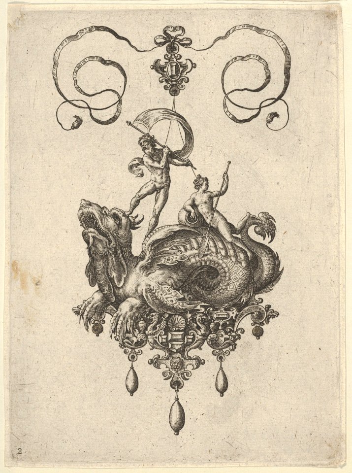 Pendant Design with a Sea Monster Ridden by Thetis and a Man with a Sail MET DP837442