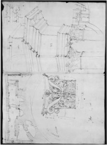 Pantheon, perspective elevation, partial plans, Corinthian pilaster capital and alcove details (recto) Pantheon, perspective sections, alcove elevations, partial plans (verso) MET sf68 769 08r-MM43622