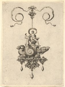 Pendant Design with a Sea Monster in a Shell Carrying a Triton and a Woman with a Sail MET DP837443