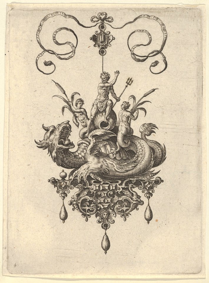 Pendant Design with a Sea Monster Carrying Neptune Flanked by Two Nerieds MET DP837441