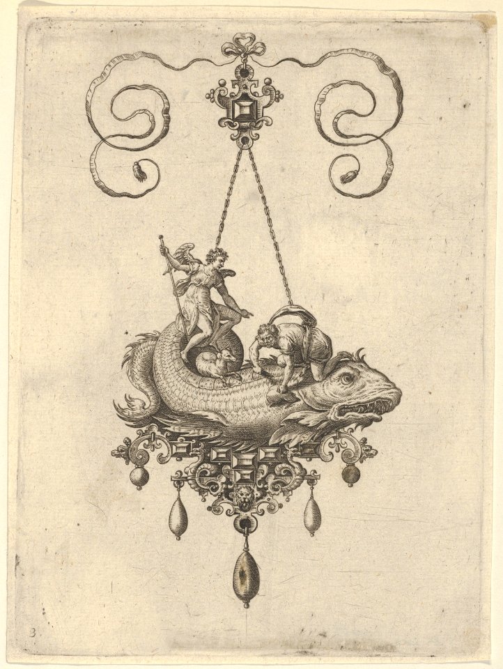 Pendant Design with a Fish Carrying Tobias and the Angel MET DP837440