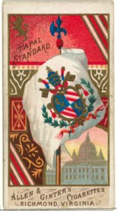 Papal Standard, from Flags of All Nations, Series 1 (N9) for Allen & Ginter Cigarettes Brands MET DP841336