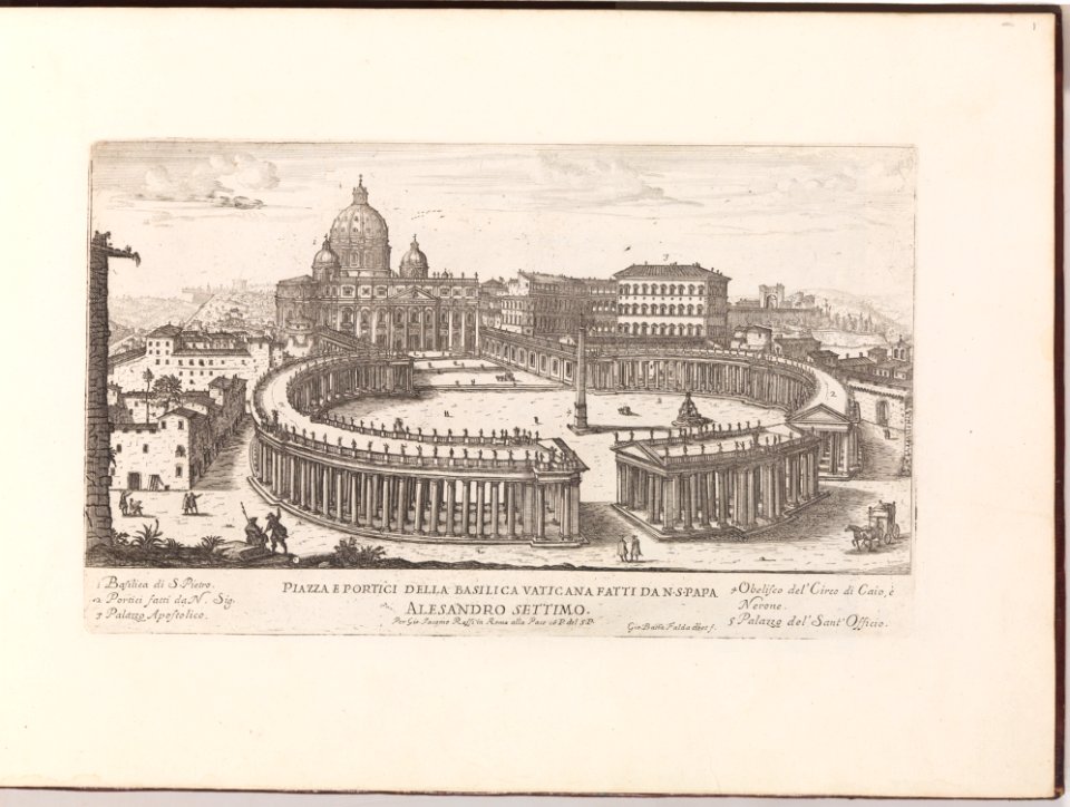 Piazza e Portici della Basilica Vaticana from- Il Nuovo Teatro delle Fabbriche, et Edificii, in Prospettiva di Rome Moderna (...) MET DP273751