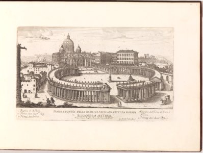 Piazza e Portici della Basilica Vaticana from- Il Nuovo Teatro delle Fabbriche, et Edificii, in Prospettiva di Rome Moderna (...) MET DP273751