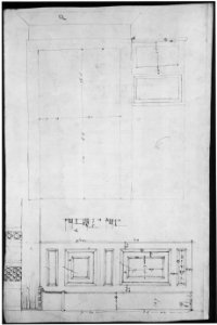 Pantheon, door elevation and details (recto) Pantheon, pilaster capital profile and projected elevation, column diagram, bronze door detail (verso) MET sf68 769 03r-MM43612
