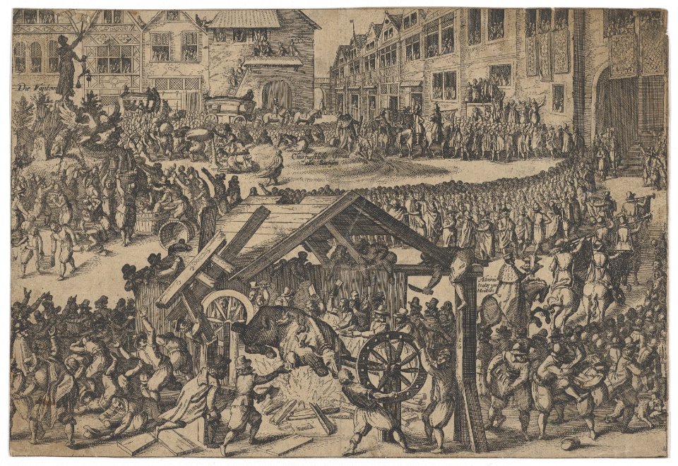 People celebrating at the coronation of Ferdinand II in Frankfurt MET DP855324