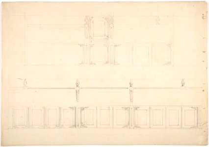 Paneling and Benches (Verso- sketch of a Desk) MET DP807435