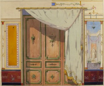 Pompeiian Design for Doorway and Wall with Curtain (possibly for Deepdene Castle) MET 67.827.86